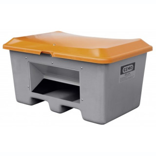 Streugutbehälter Plus 3 400 Liter mit Entnahmeöffnung mit Staplertasche Behälter grau/orange