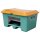 Streugutbehälter Plus 3 400 Liter mit Entnahmeöffnung mit Staplertasche Behälter grün/orange
